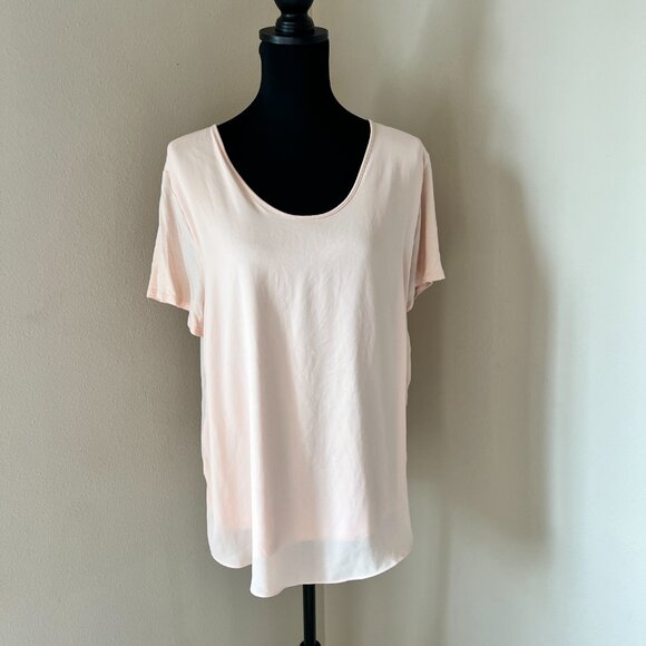 Ann Taylor LOFT Mixed Media Top Blouse - Peach - Size XL - Picture 6 of 9